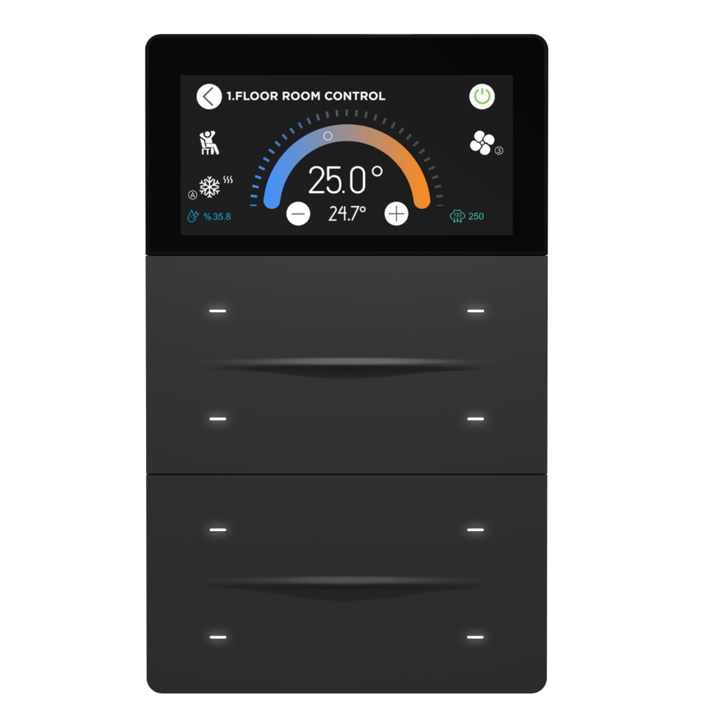 Interra iXm KNX Touchpanel 3 Zoll, 8-fach, LCD-Display, Pure Antic Kupfer