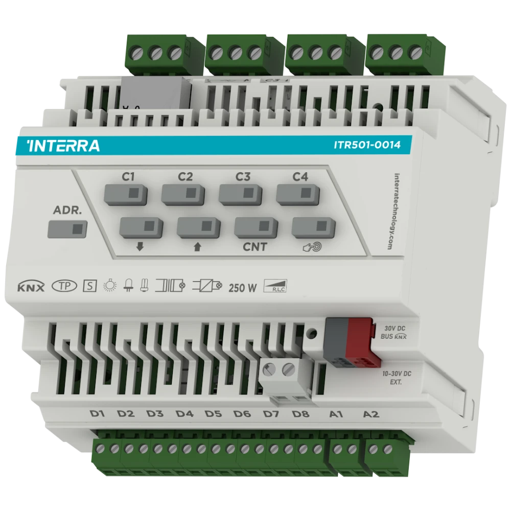 Interra KNX Universaldimmaktor 4 Kanäle mit 8 Digital 2 Analogeingängen