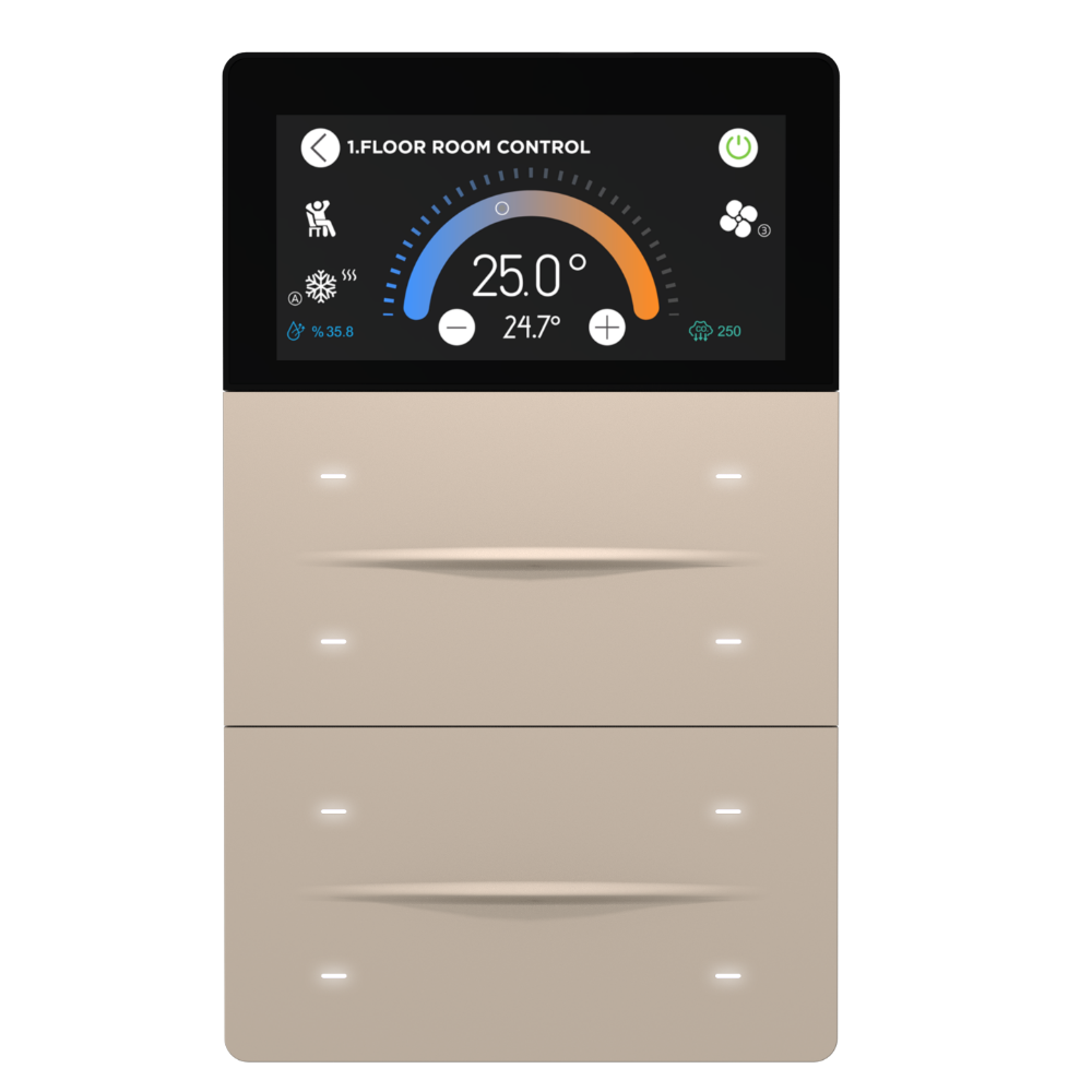 Interra iXm KNX Touchpanel 3 Zoll, 8-fach, LCD-Display, Softtouch Cold Beige