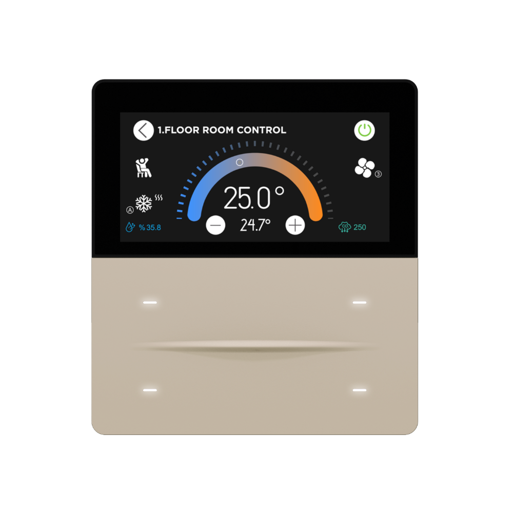 Interra iXm KNX Touchpanel 3 Zoll, 4-fach, LCD-Display, Softtouch Schwarz