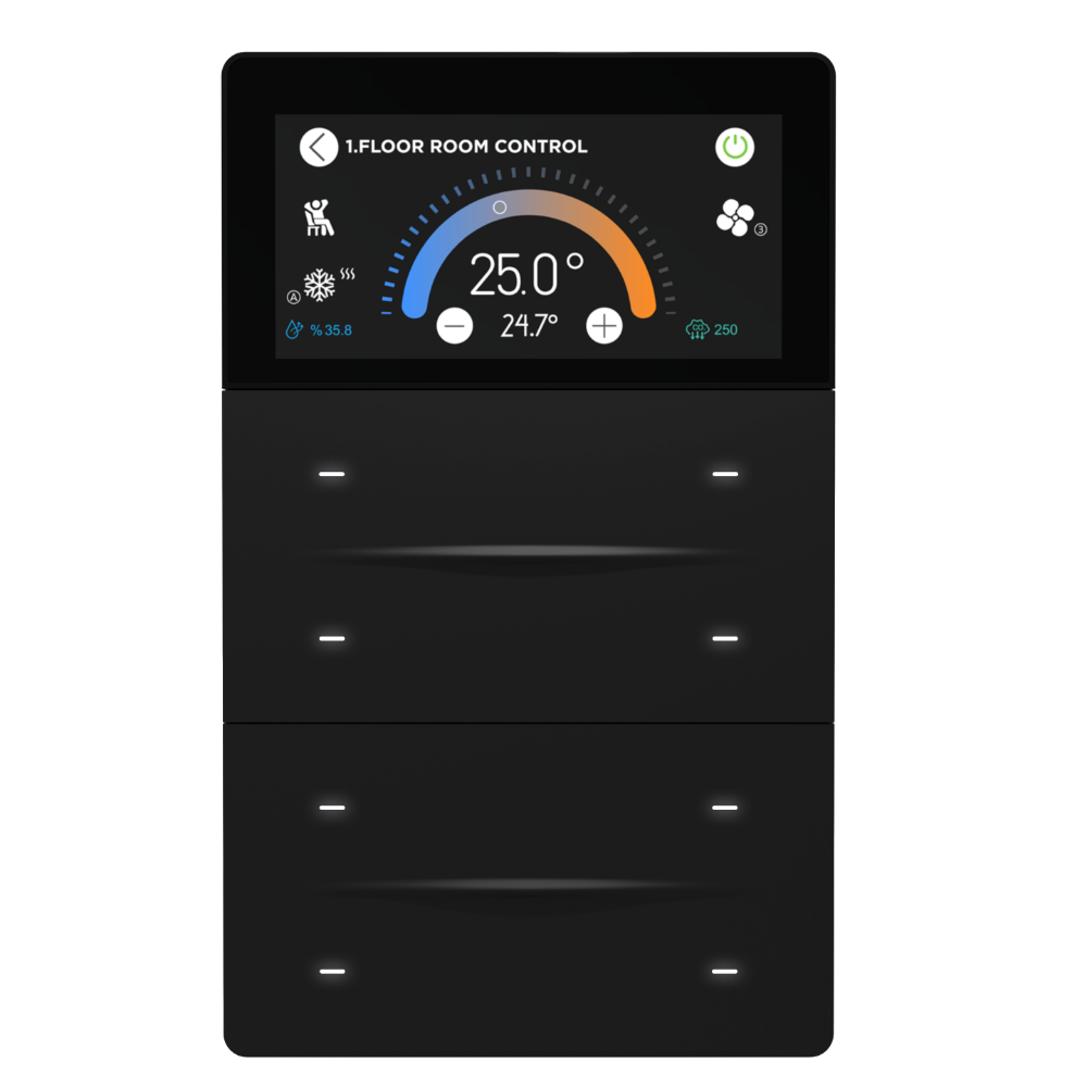 iX-M 3″ 8-Tasten KNX Touch Panel – Schwarz