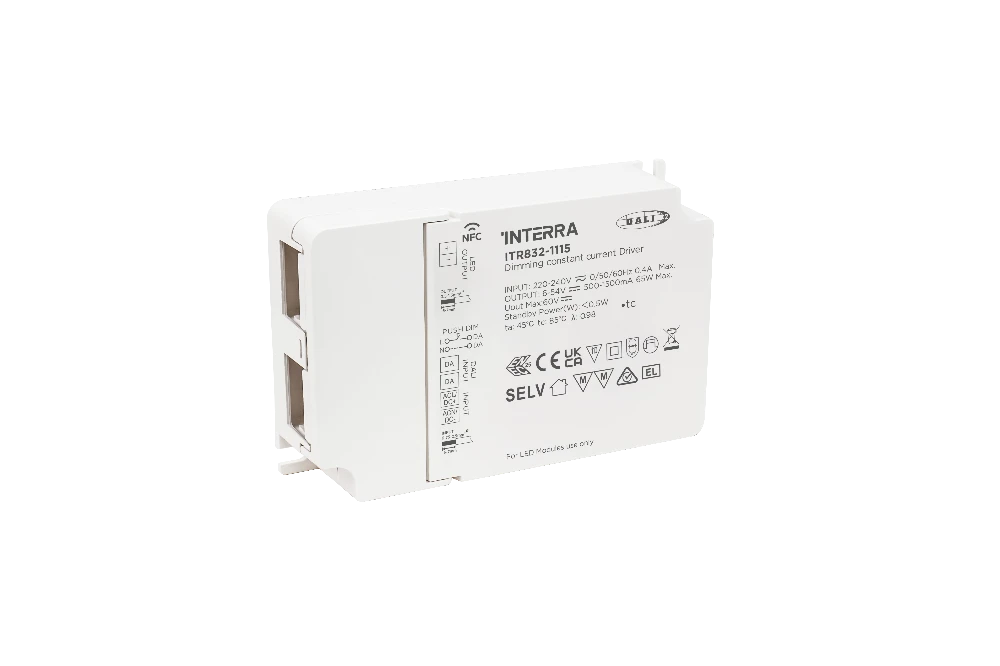 Interra 65W NFC programmierbarer DALI 2 DT6 Konstantstrom LED Treiber 500 bis 1500 mA